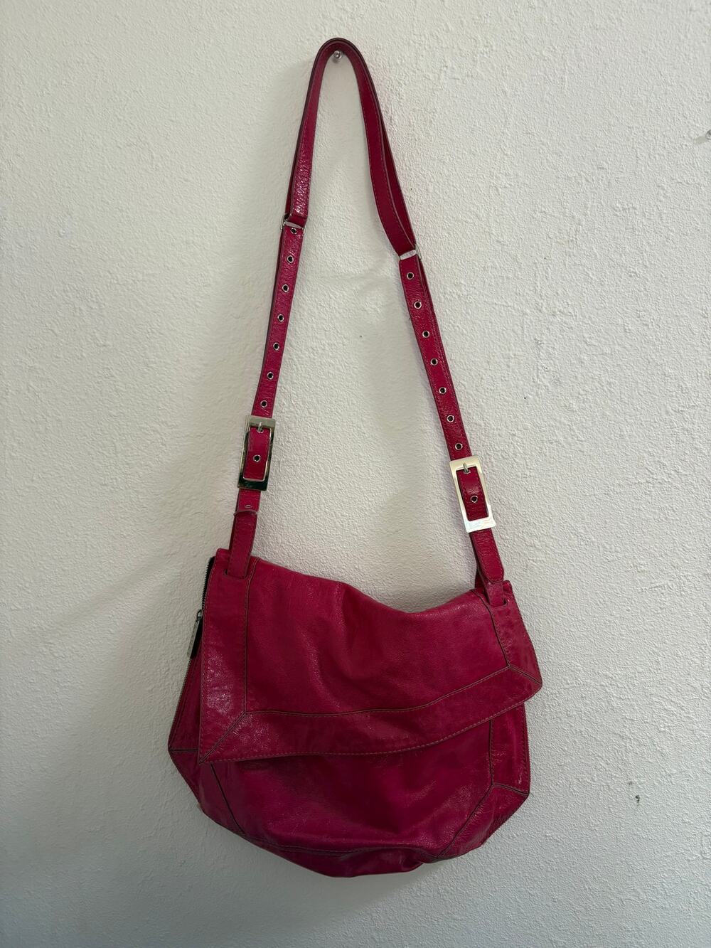 Y2K Kooba shoulder bag in bright hot pink leather